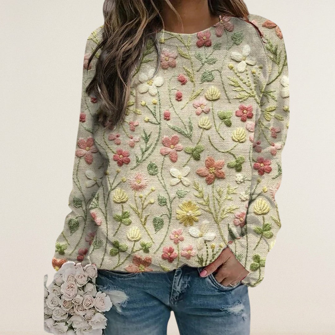Mireille – Pullover mit floraler Stickstruktur