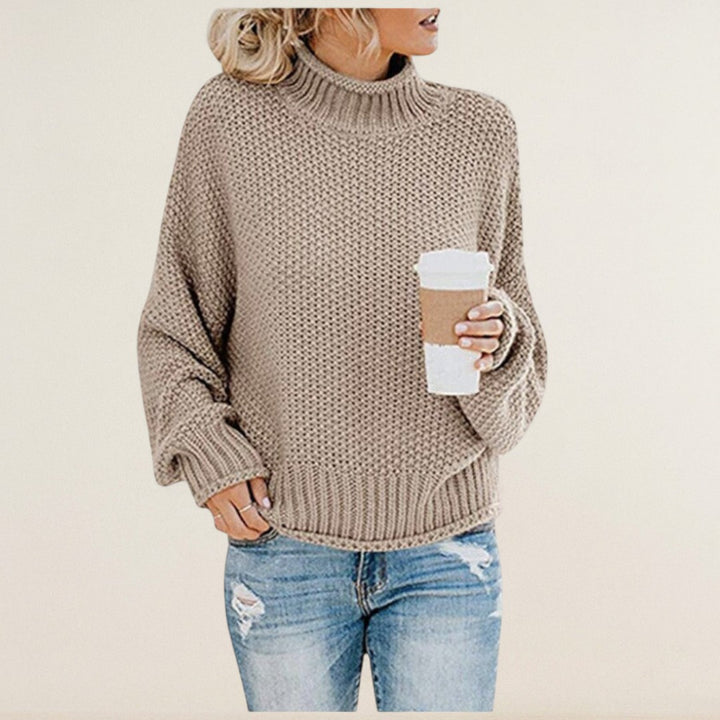 Rahel – Grobstrickpullover mit hohem Kragen