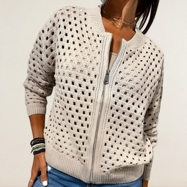 Claudia – Leichti Strickjacke mit Reissverschluss