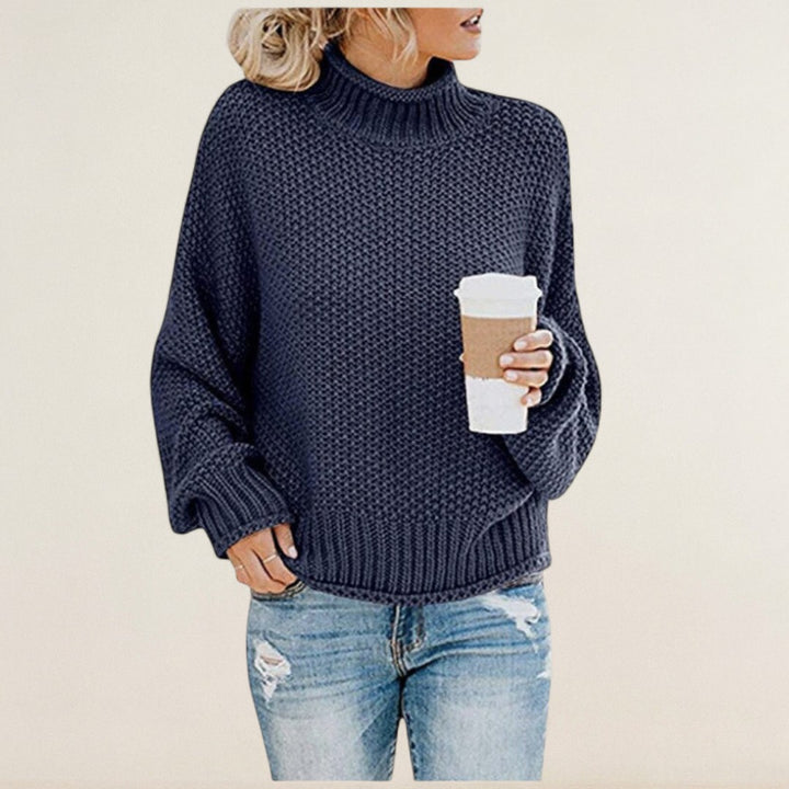 Rahel – Grobstrickpullover mit hohem Kragen