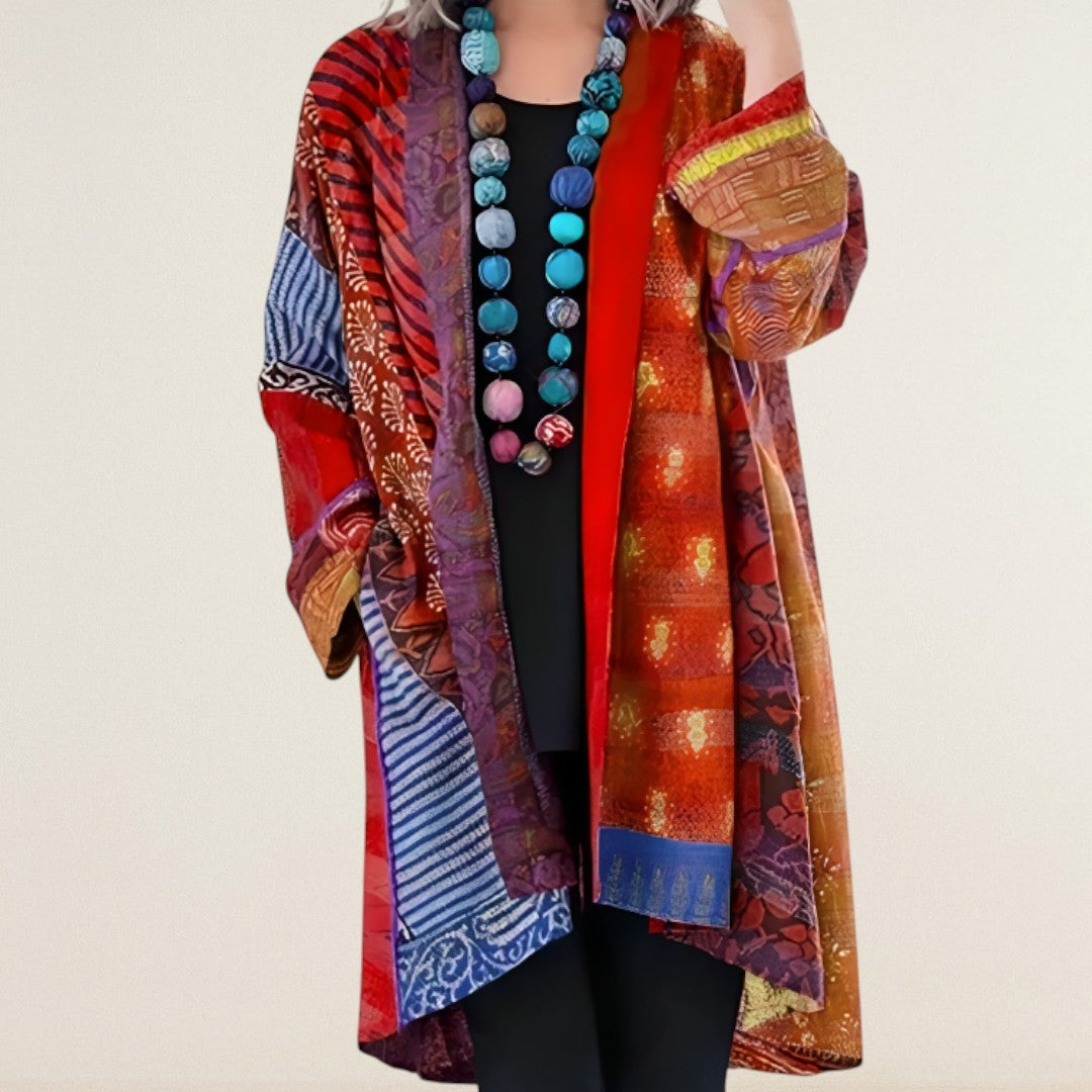 Florina – Luftigi Kimono-Jacke mit kunstvolle Muster