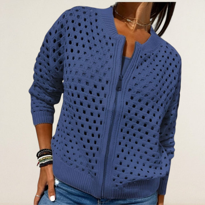 Claudia – Leichti Strickjacke mit Reissverschluss