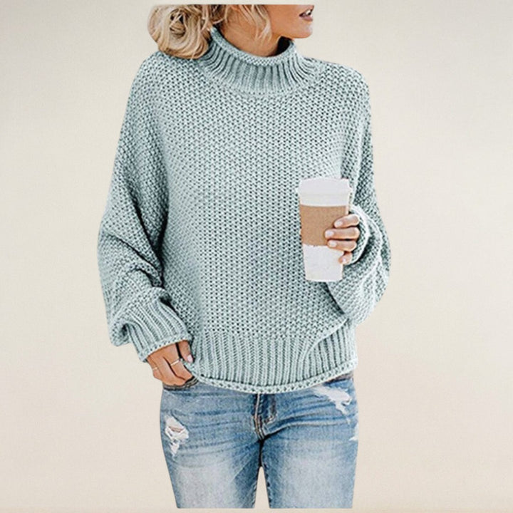 Rahel – Grobstrickpullover mit hohem Kragen