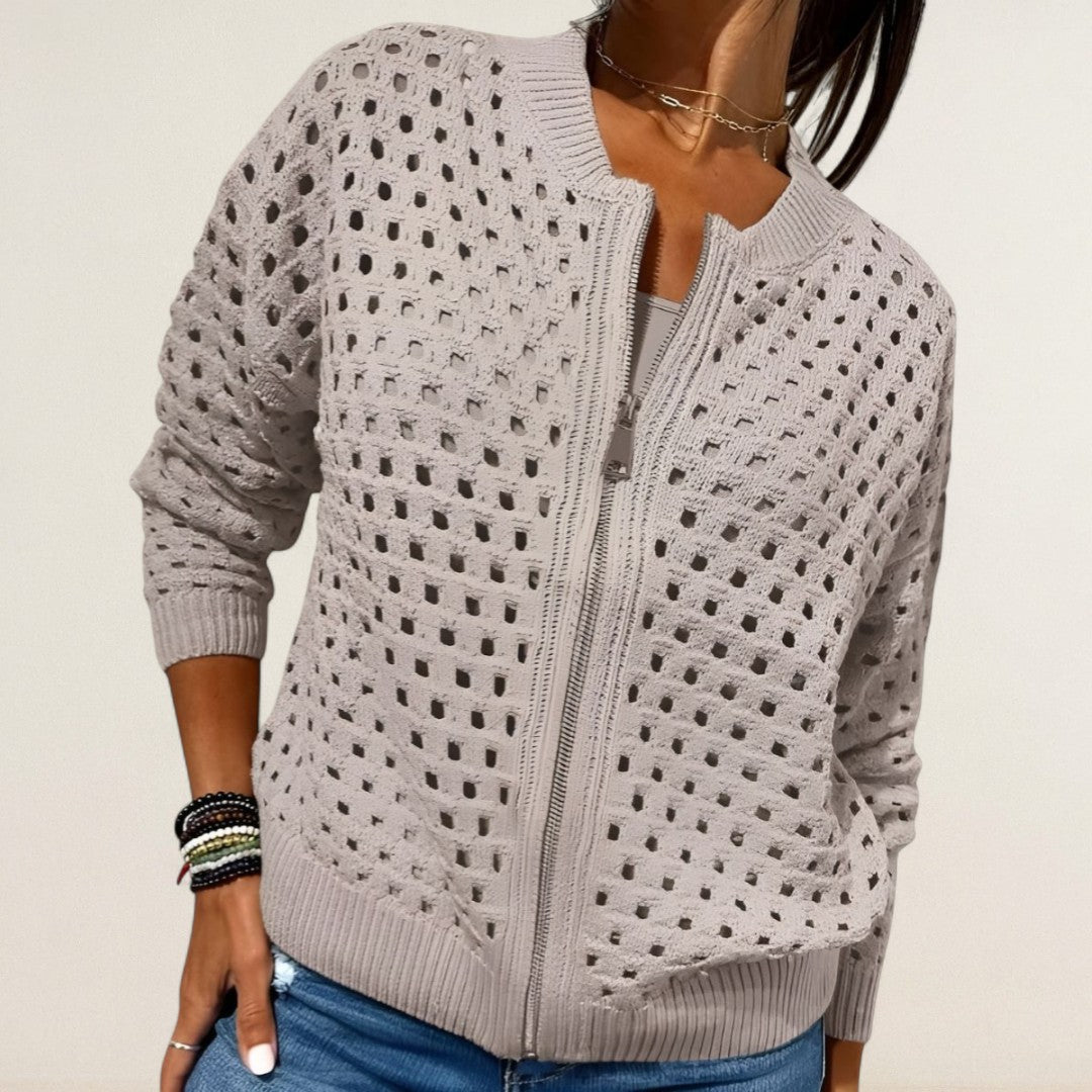 Claudia – Leichti Strickjacke mit Reissverschluss
