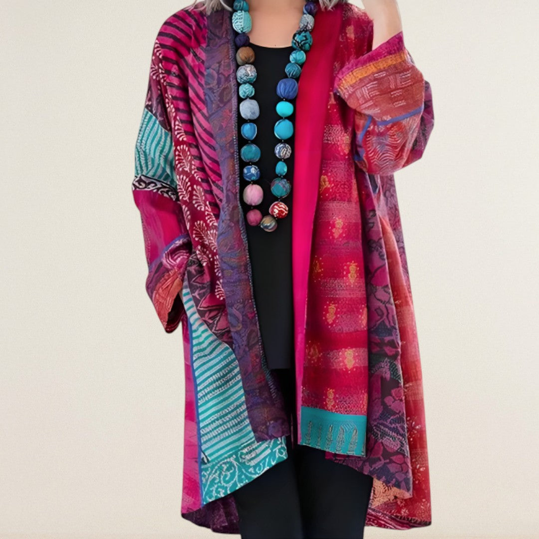 Florina – Luftigi Kimono-Jacke mit kunstvolle Muster