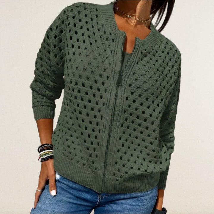 Claudia – Leichti Strickjacke mit Reissverschluss