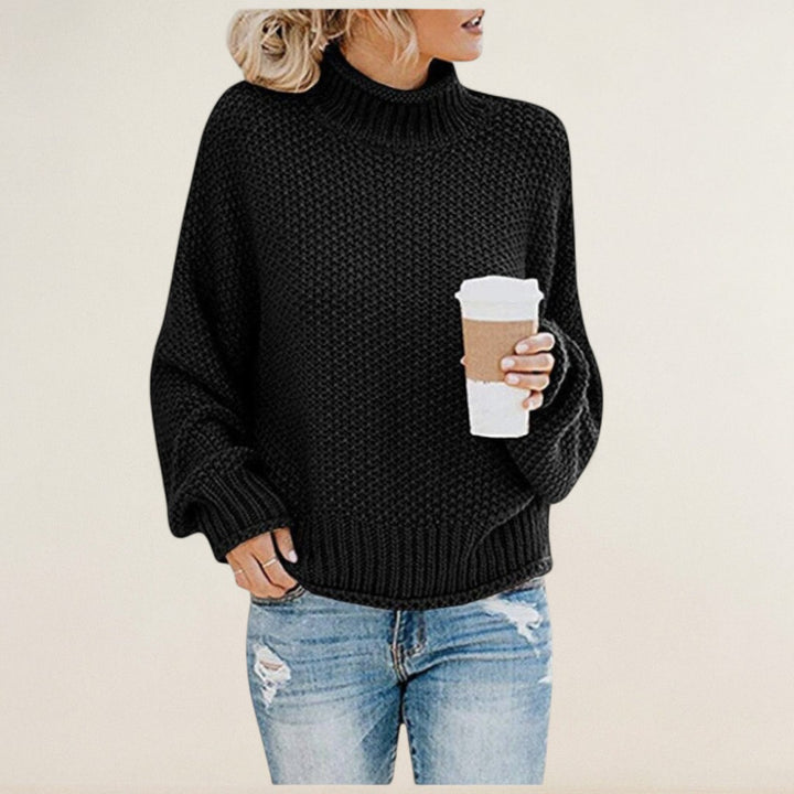 Rahel – Grobstrickpullover mit hohem Kragen