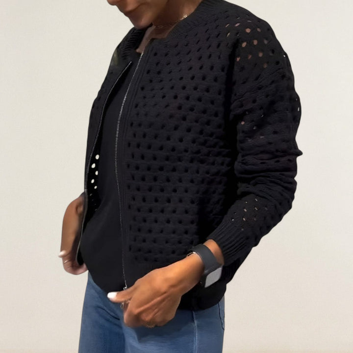Claudia – Leichti Strickjacke mit Reissverschluss