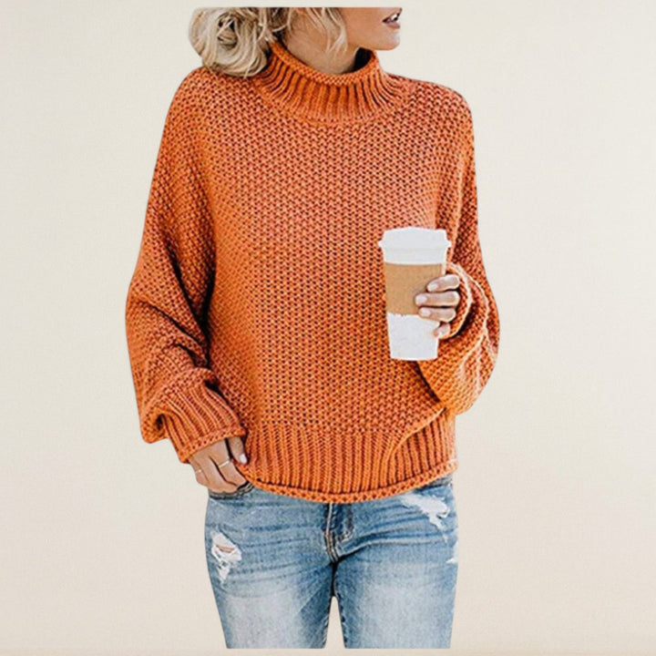 Rahel – Grobstrickpullover mit hohem Kragen