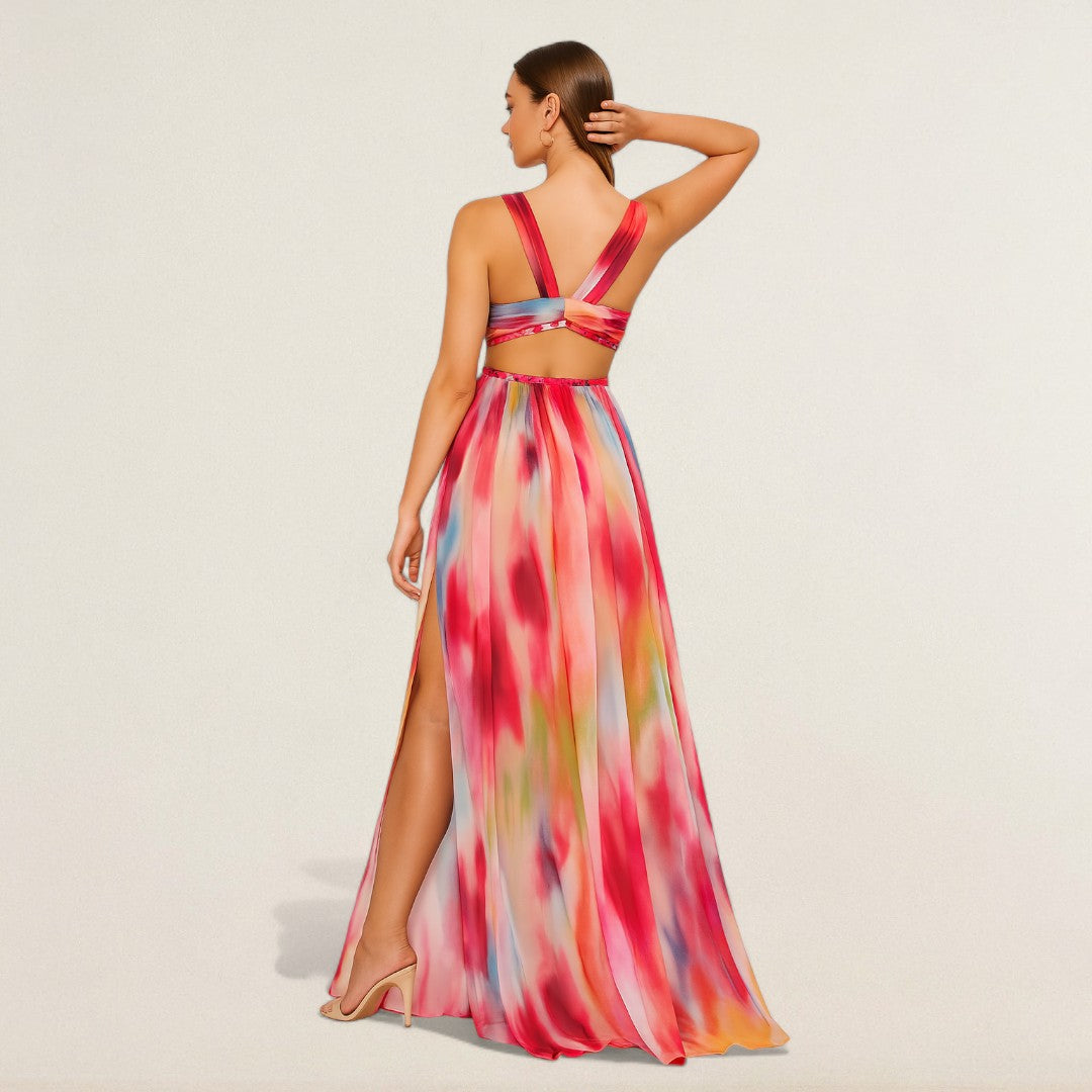Ariane – fliessends Maxikleid mit verführerischem Schlitz