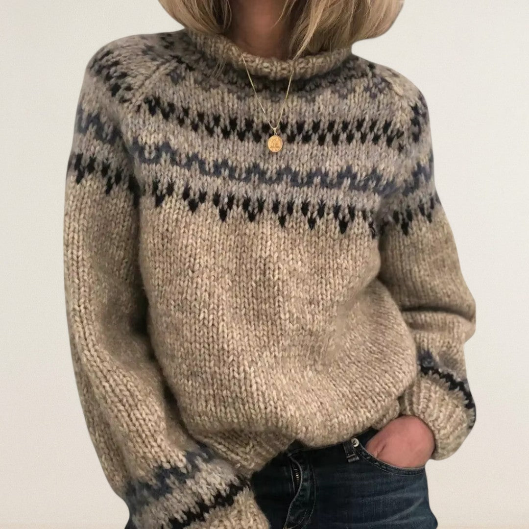 Elvira – Grobstrickpullover mit nordischem Muster