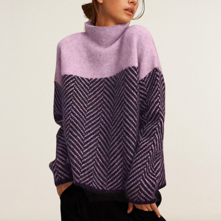 Noelia – Strickpullover mit Kontraststruktur und Stehkragen